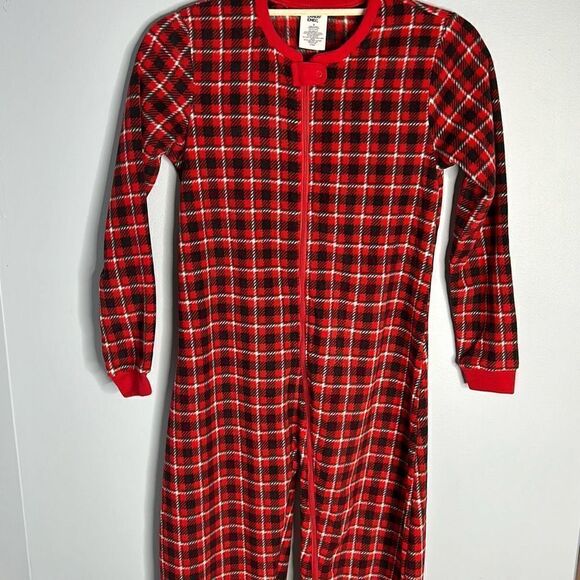 Lands' End Other - Lands End Kids Footed Pajamas Sz 12 Rich Red Field Check